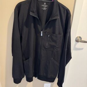 Mens Zip Front Solid Scrub Jacket